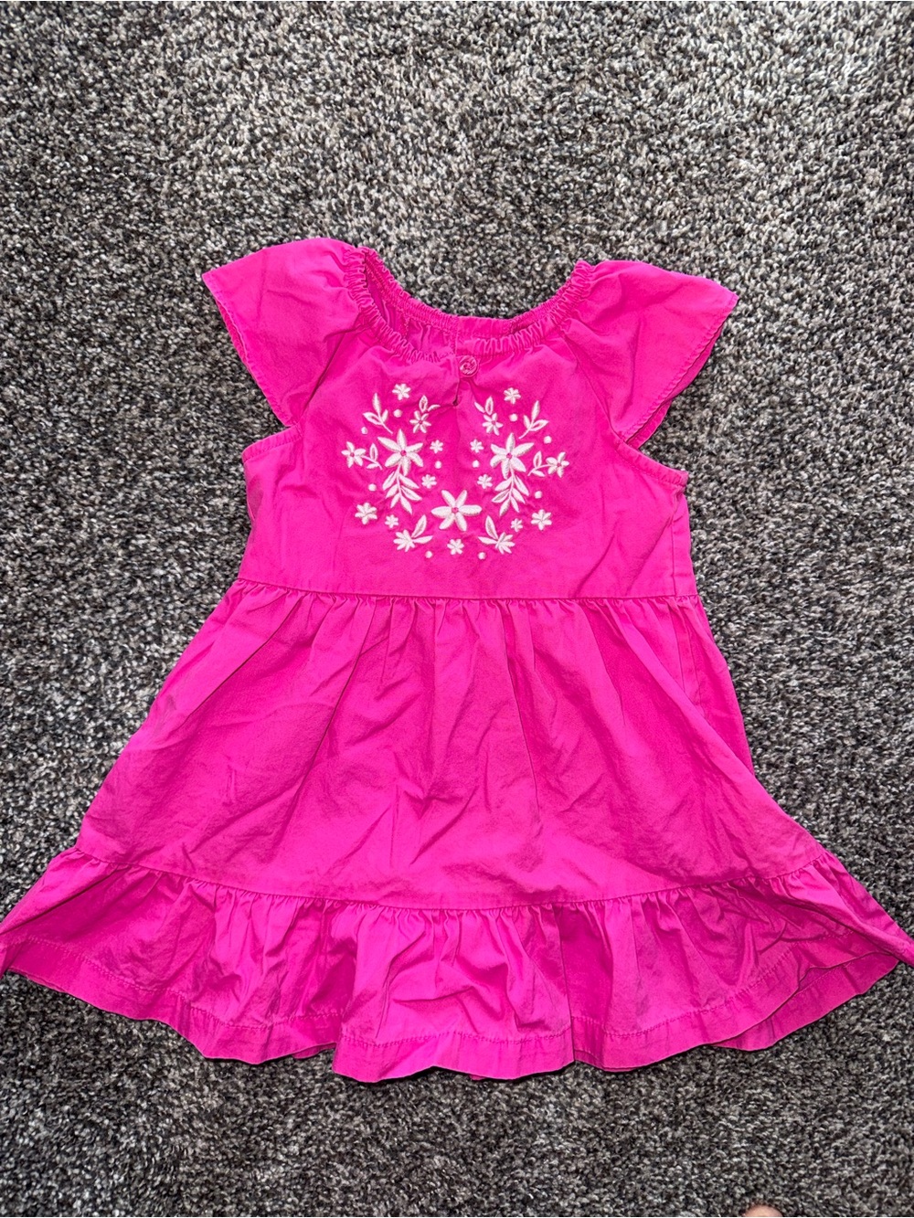 Carter's Bright Pink Floral Embroidered Ruffle Dress